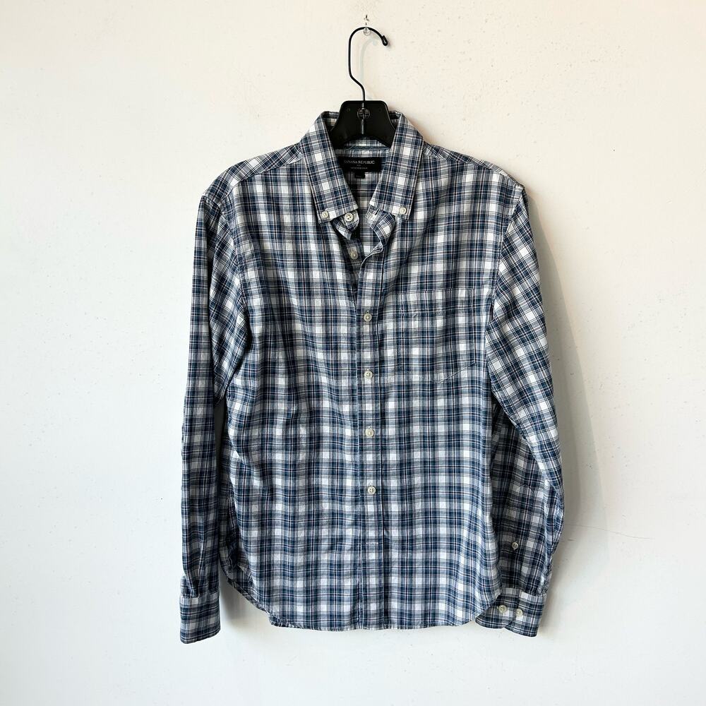 S Banana Republic Blue-White Untucked Shirt